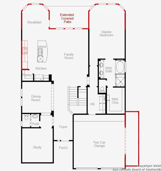 2D floor plan layout of this home in Buffalo Crossing, Cibolo, TX (Image 3).