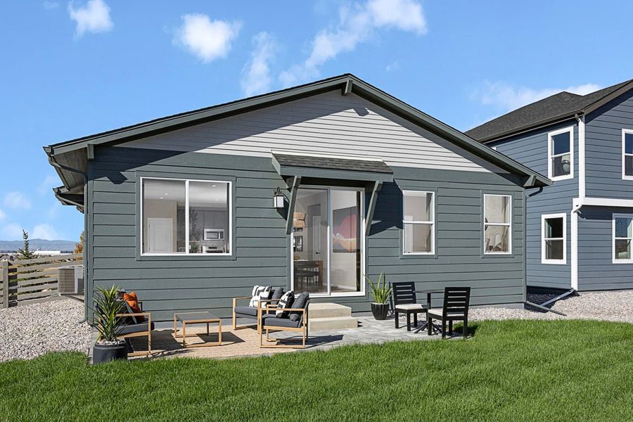 Representative exterior details of a home built from the 1543 Modeled by KB Home in Legato, Commerce City (Image 3).