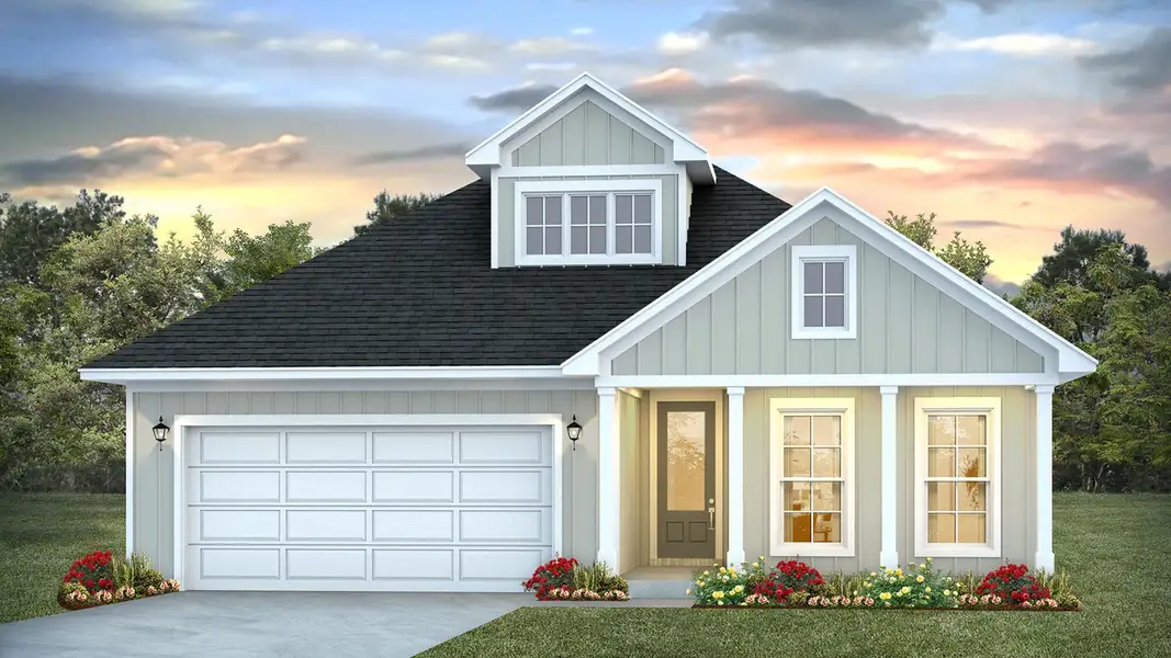 Front exterior of a new home in Breakfast Point East Phase II, Panama City Beach, FL, highlighting curb appeal (Image 1). Front exterior of a new home in Breakfast Point East Phase II, Panama City Beach, FL, highlighting curb appeal (Image 1).