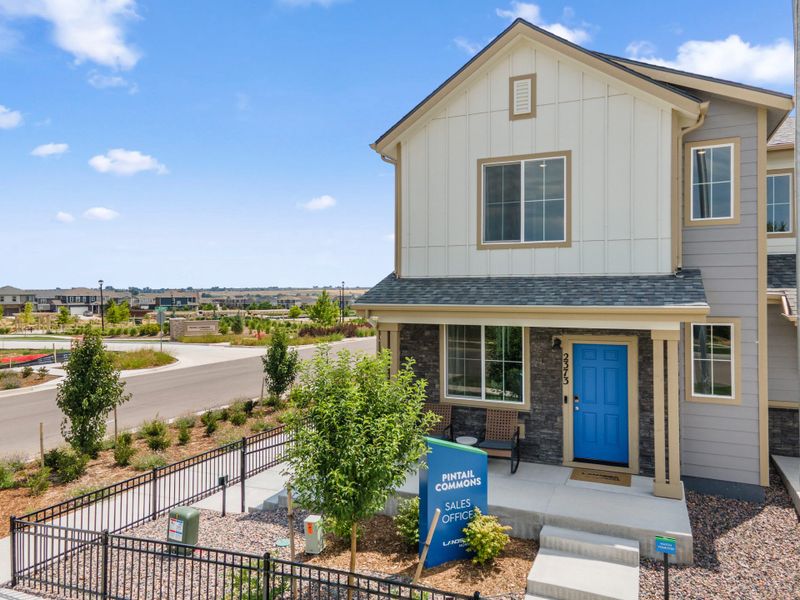 Representative exterior photo of a completed home built from the Biscayne by Landsea Homes in Pintail Commons at Johnstown Village, Johnstown, CO (Image 20).