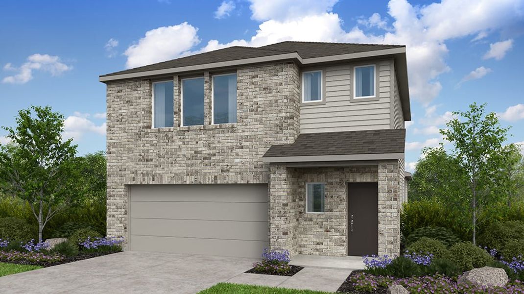 Representative exterior photo of a completed home built from the Merlin by Taylor Morrison in Longview 40s, Del Valle, TX (Image 1).