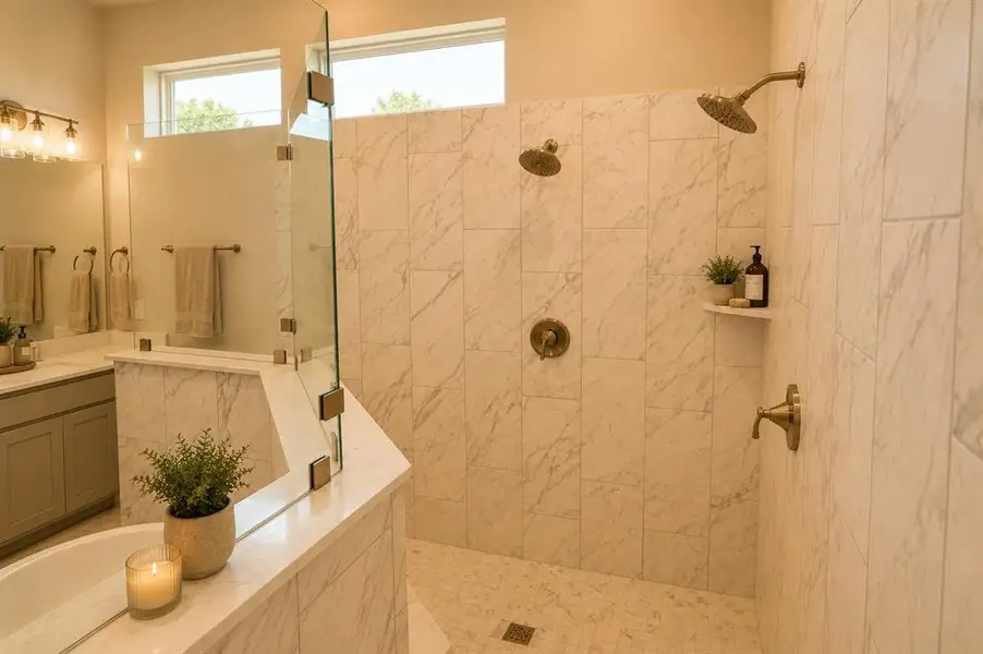 Hugh primary bathroom with walk in shower Hugh primary bathroom with walk in shower