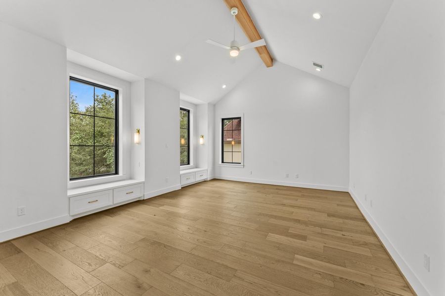 Fantastic game room with two window nooks with reading lights