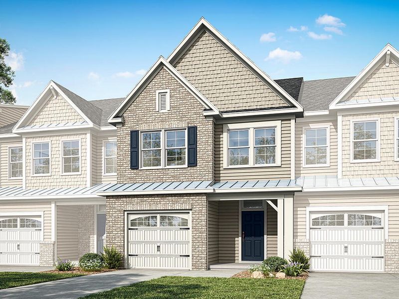 Front exterior of a new home in Lake Carolina Townhomes, Columbia, SC, highlighting curb appeal (Image 1). Front exterior of a new home in Lake Carolina Townhomes, Columbia, SC, highlighting curb appeal (Image 1).