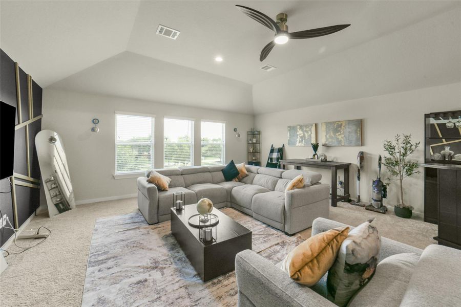 Versatile game room provides endless possibilities for recreation and relaxation.