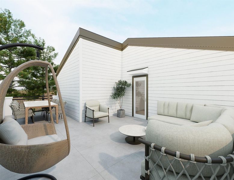 Exterior details and patio area of a home in , Houston (Image 23).