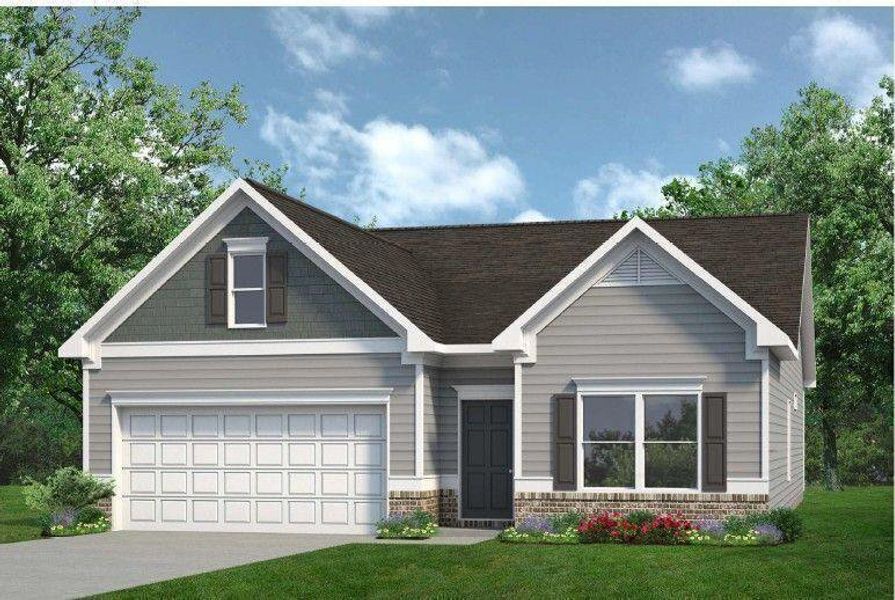 Front exterior of a new home in Sycamore Crest, Calhoun, GA, highlighting curb appeal (Image 1). Front exterior of a new home in Sycamore Crest, Calhoun, GA, highlighting curb appeal (Image 1).