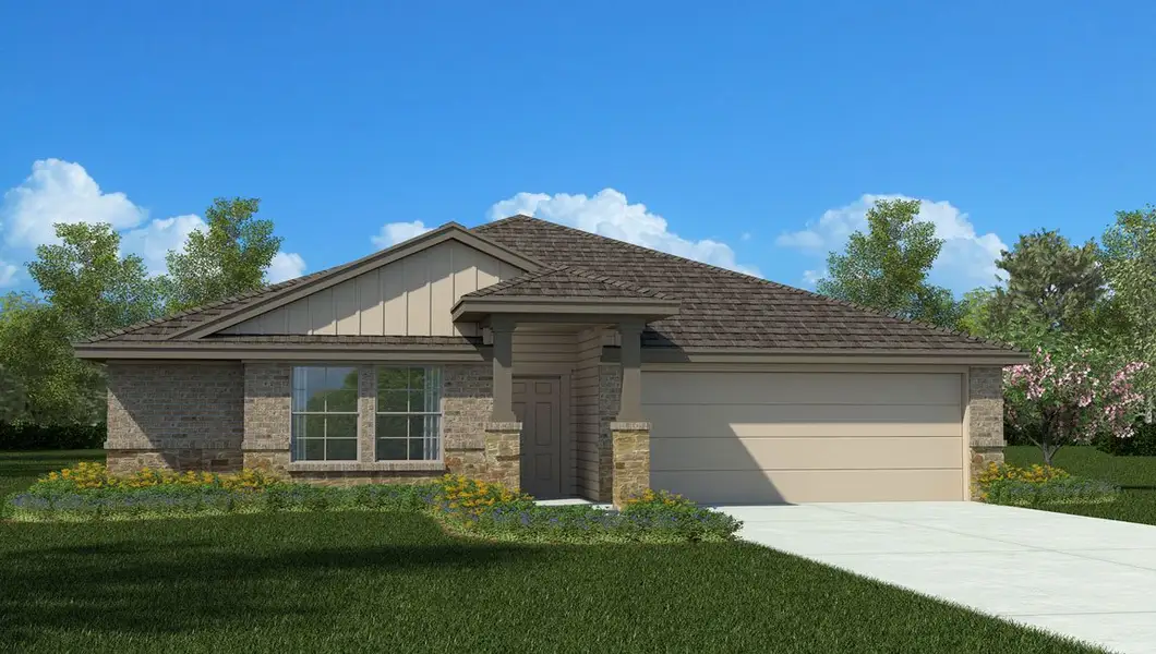 Representative exterior photo of a completed home built from the Auburn by D.R. Horton in Liberty Village, Brenham, TX (Image 2). Representative exterior photo of a completed home built from the Auburn by D.R. Horton in Liberty Village, Brenham, TX (Image 2).