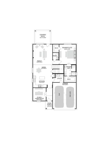 2D floor plan layout of this home in Prairie Winds, Hutto, TX (Image 4).