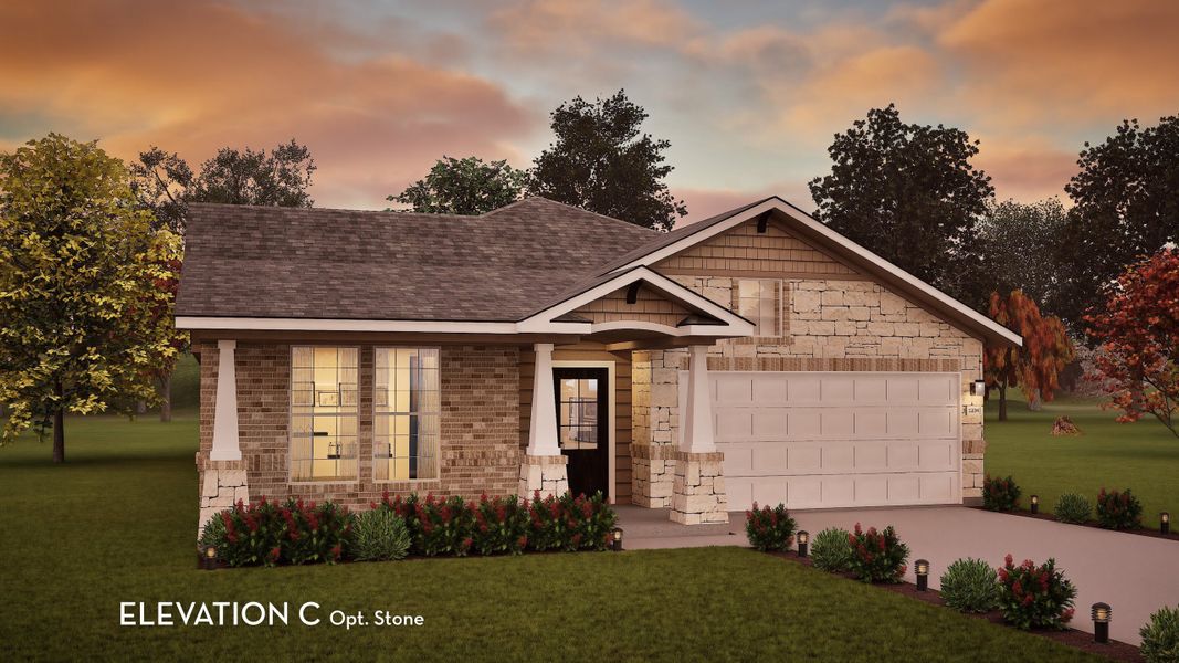 Representative exterior photo of a completed home built from the Glenwood by CastleRock Communities in Hickory Ridge, Elmendorf, TX (Image 23).