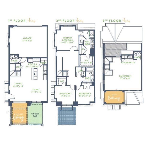 2D floor plan layout of this home in The Tribute, The Colony, TX (Image 3).