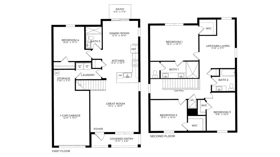 2D floor plan layout for the Sapole II by D.R. Horton in Highland Estates, Homestead, FL (Image 3).