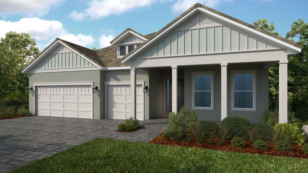 Representative exterior photo of a completed home built from the Cascata by Taylor Morrison in Esplanade at McKinnon Groves, Winter Garden, FL (Image 3). Representative exterior photo of a completed home built from the Cascata by Taylor Morrison in Esplanade at McKinnon Groves, Winter Garden, FL (Image 3).