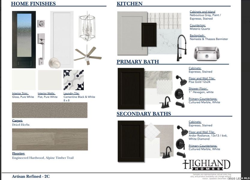 Sample of building materials used in homes in The Ranches at Creekside, Boerne (Image 34).