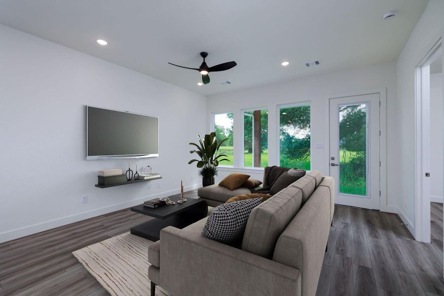 Virtually staged living room