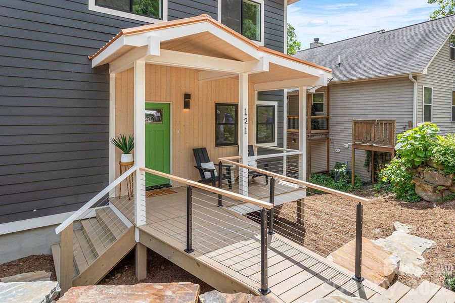 Exterior details and patio area of a home in , Asheville (Image 22).