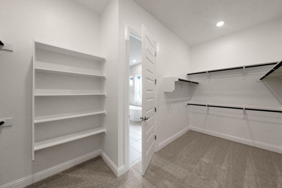 Spacious closet featuring light colored carpet Spacious closet featuring light colored carpet