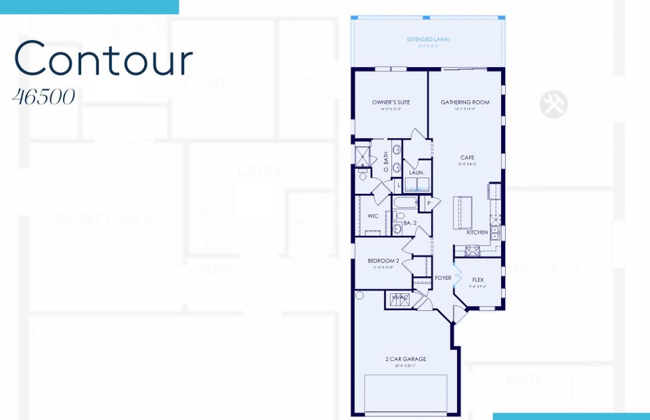2D floor plan layout of this home in Del Webb Oak Creek, North Fort Myers, FL (Image 4).