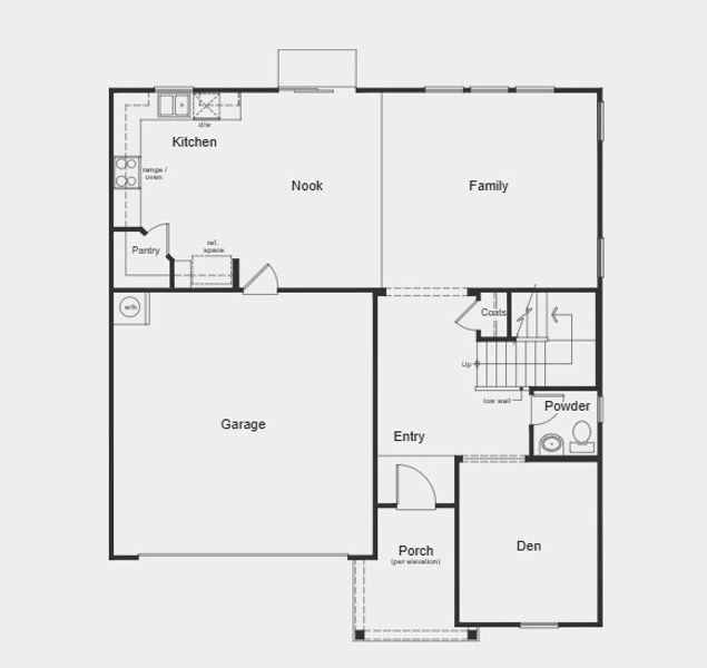 2D floor plan layout for the Plan 2338 Modeled by KB Home in Elyse Meadows, Lillington, NC (Image 14).