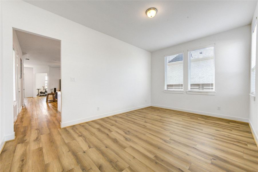 Blinds installed throughout the home.