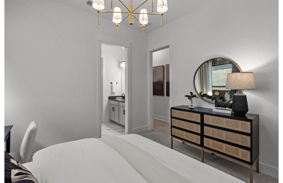 Representative furnished interior of a home built from the Doucette by Pulte Homes in Bison Ridge, San Antonio (Image 18).