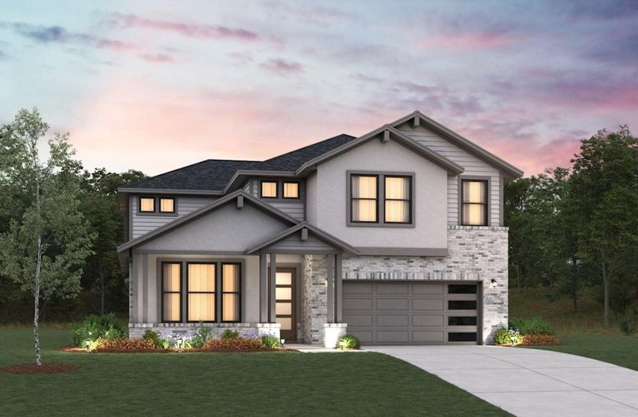 Front exterior of a new home in Bridgeland: Heritage Collection, Cypress, TX, highlighting curb appeal (Image 1).