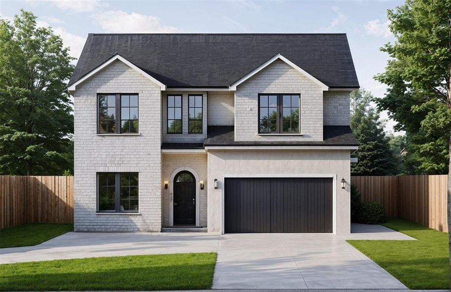 View of front of home featuring a garage