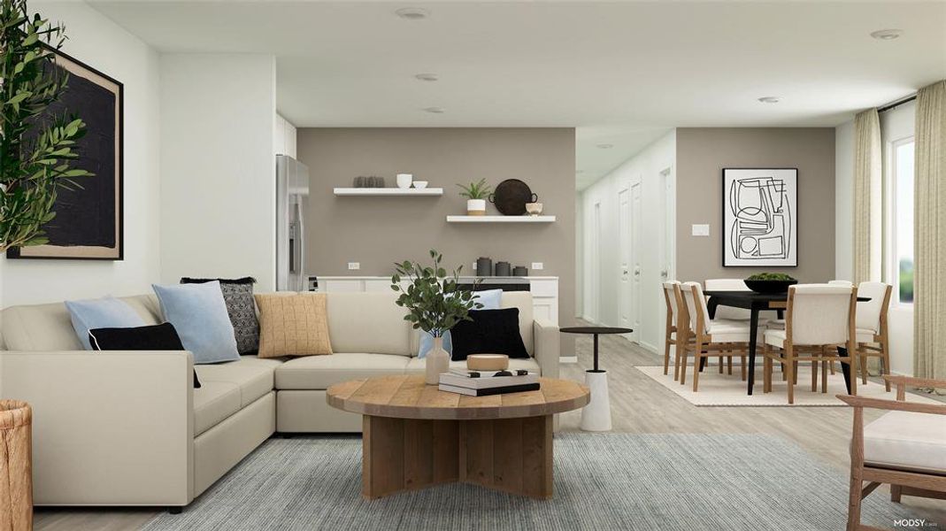 Living room featuring light hardwood / wood-style flooring