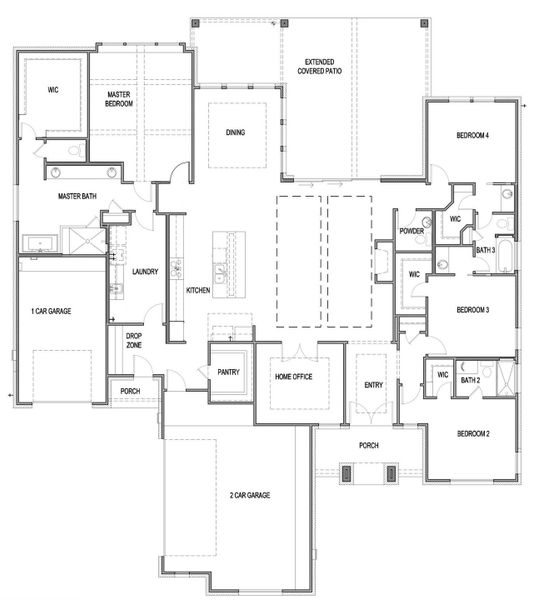 2D floor plan layout for the Alamito by Scott Felder Homes in Leander Estates, Leander, TX (Image 3).