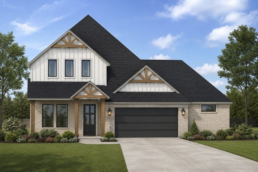 Representative exterior photo of a completed home built from the The Monticello by Lillian Custom Homes in Polo Ridge, Forney, TX (Image 7).