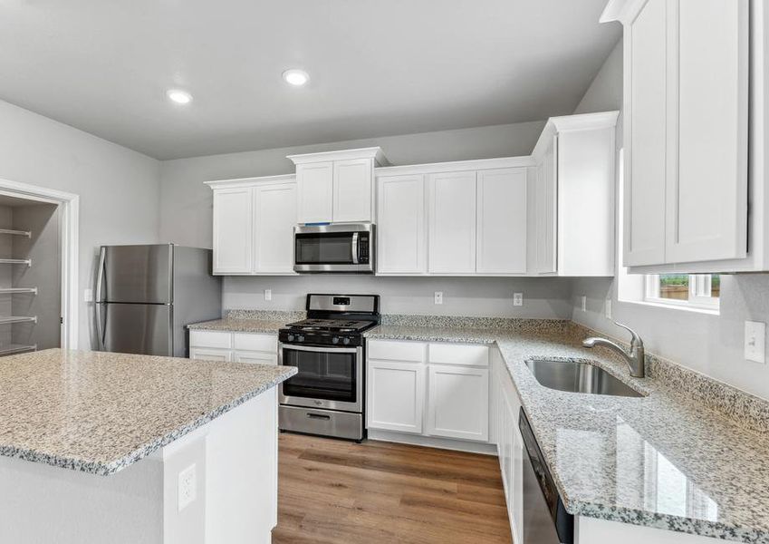 The kitchen of the Roosevelt has energy-efficient appliances.