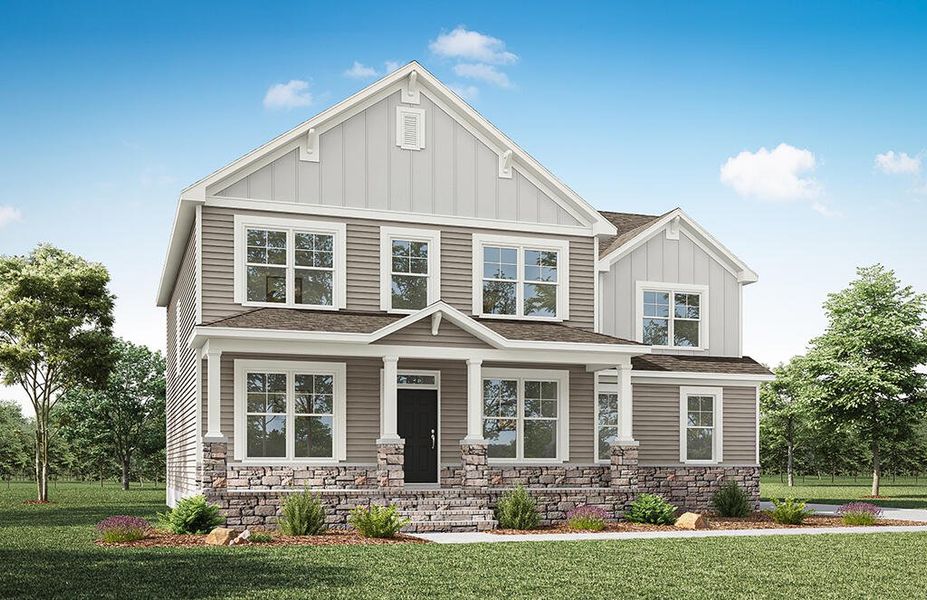 Representative exterior photo of a completed home built from the Colfax by Eastwood Homes in Berea Farms, Four Oaks, NC (Image 2).