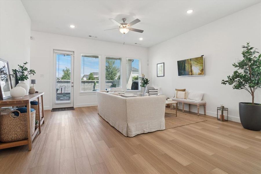 Furnished interior view inside a new home in Painted Tree - South, McKinney (Image 3). Furnished interior view inside a new home in Painted Tree - South, McKinney (Image 3).
