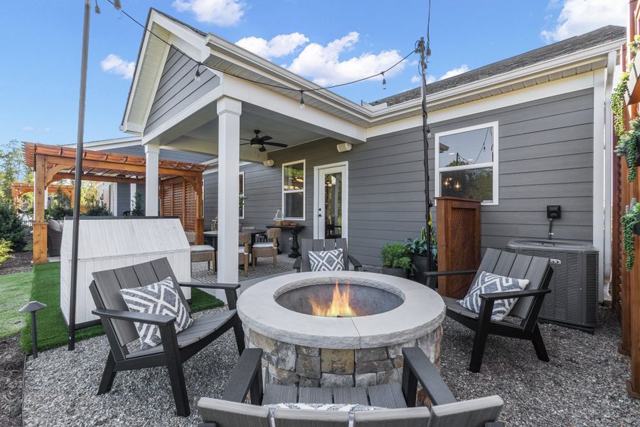 Exterior details and patio area of a home in Esplanade at Northgate, Indian Trail (Image 3).