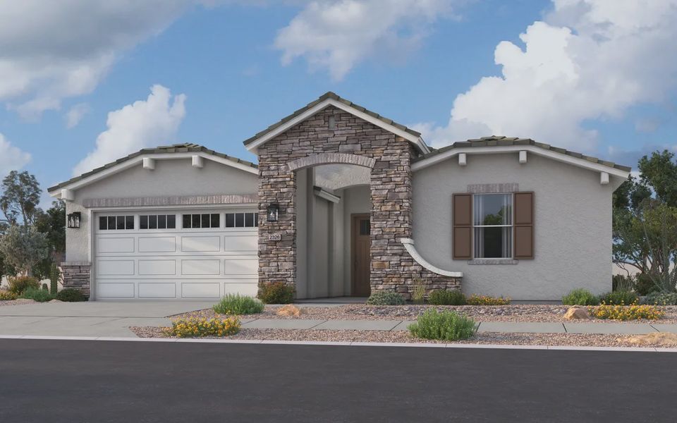 Representative exterior photo of a completed home built from the 2326 by Elliott Homes in Acacia at Santana, Yuma, AZ (Image 24).