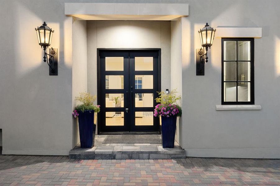 Entrance to property with french doors