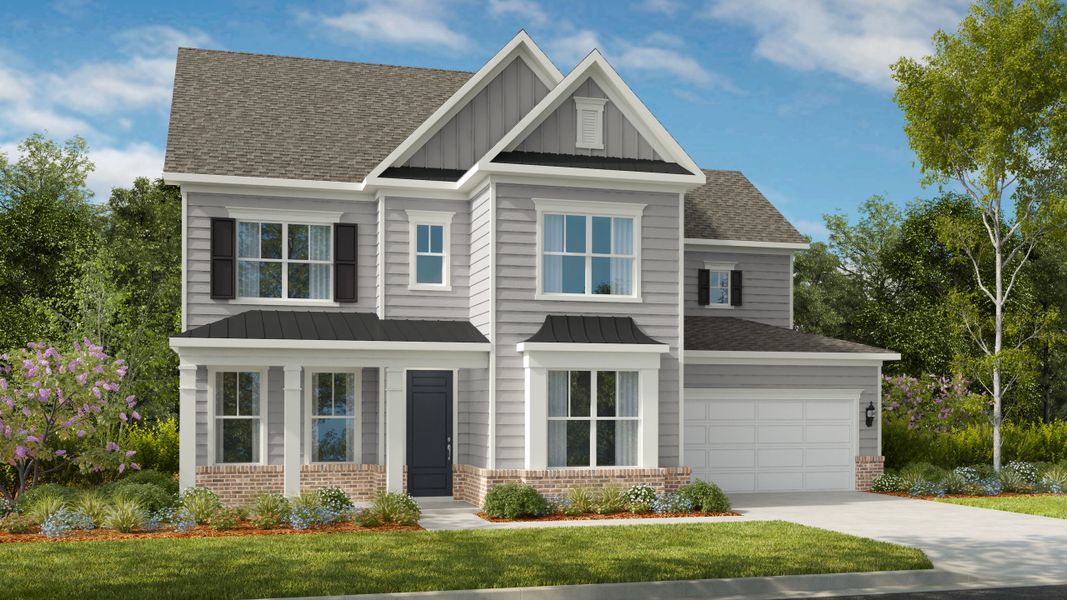 Representative exterior photo of a completed home built from the London by Taylor Morrison in Walden Woodlands, Huntersville, NC (Image 15). Representative exterior photo of a completed home built from the London by Taylor Morrison in Walden Woodlands, Huntersville, NC (Image 15).