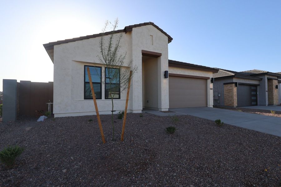 Front exterior of a new home in Edgewood, San Tan Valley, AZ, highlighting curb appeal (Image 17).