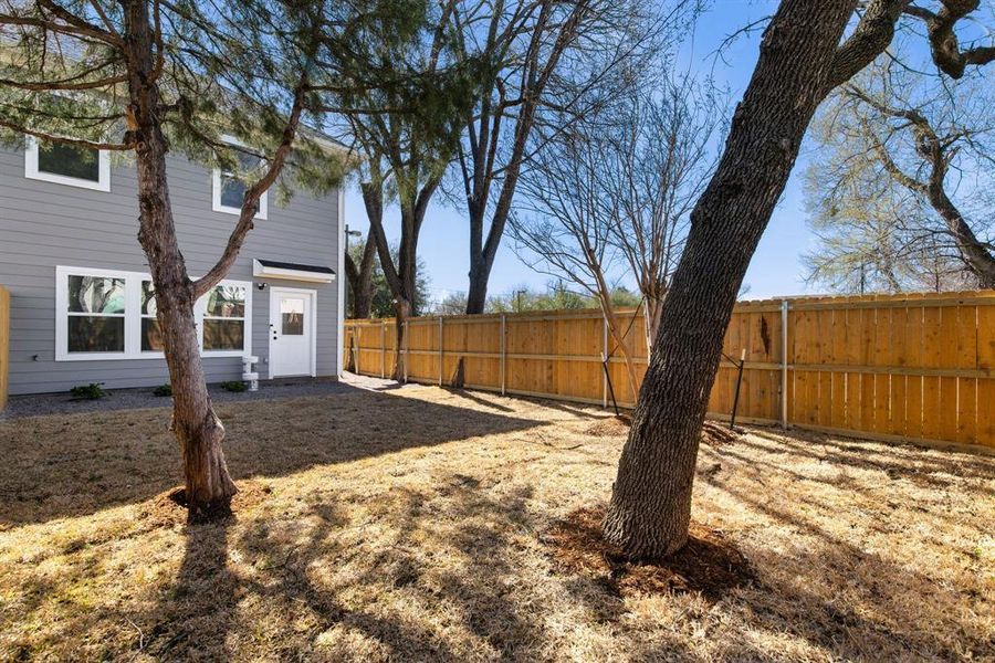 View of yard featuring a fenced backyard