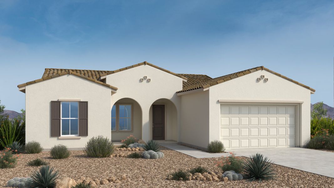 Representative exterior photo of a completed home built from the Redrock by Taylor Morrison in Verdin Passage Collection, Phoenix, AZ (Image 1). Representative exterior photo of a completed home built from the Redrock by Taylor Morrison in Verdin Passage Collection, Phoenix, AZ (Image 1).