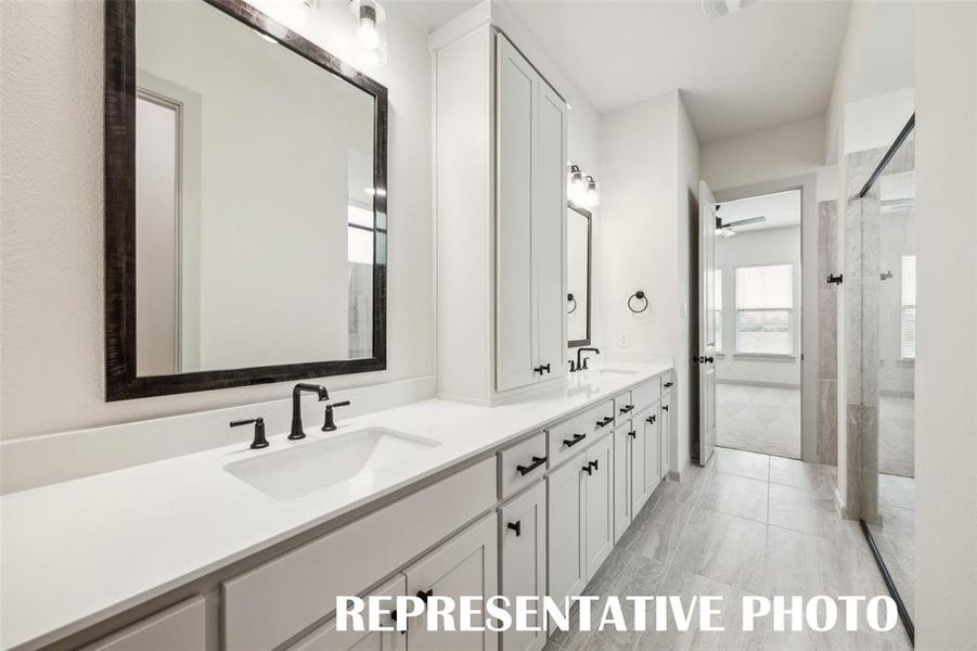 Your thoughtfully designed owner's bath offers ample room for two!  REPRESENTATIVE PHOTO