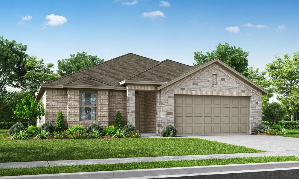 Representative exterior photo of a completed home built from the Cheyenne by Impression Homes in De Berry Reserve, Royse City, TX (Image 16). Representative exterior photo of a completed home built from the Cheyenne by Impression Homes in De Berry Reserve, Royse City, TX (Image 16).