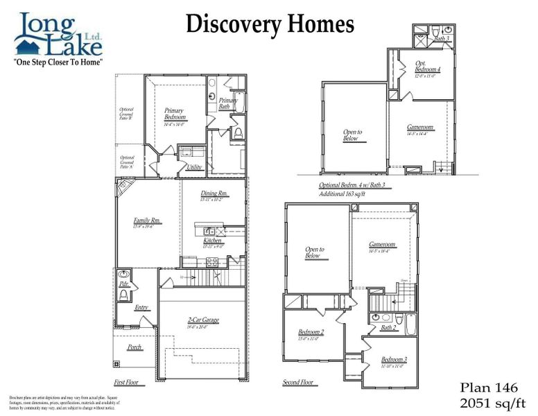 Plan 146 features 4 bedrooms, 3 full baths, 1 half bath and over 2,100 square feet of living space.