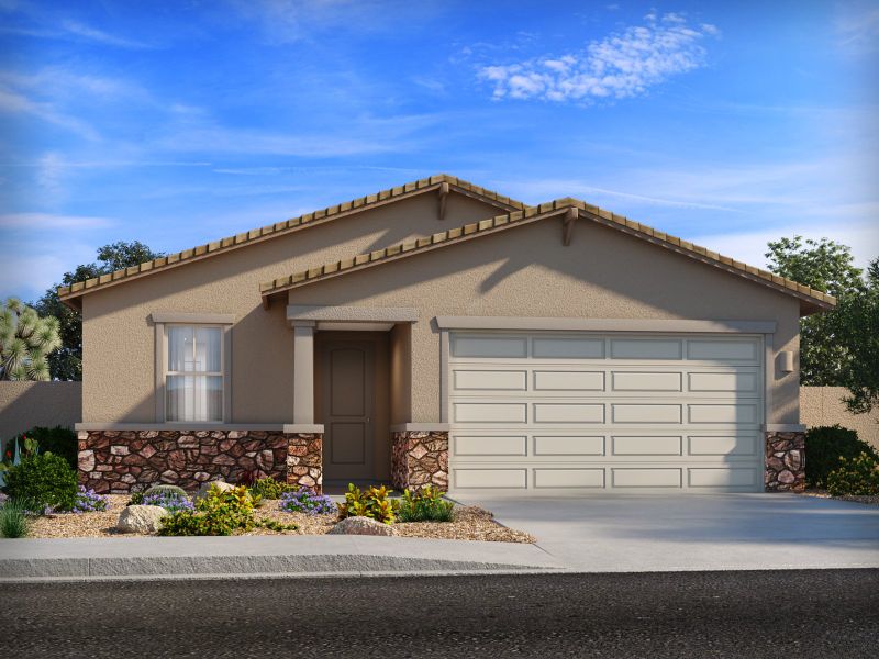 Representative exterior photo of a completed home built from the Garnet by Meritage Homes in Las Patrias at Star Valley Phase III - Premier Series, Tucson, AZ (Image 13).