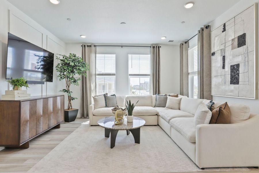 Representative furnished interior of a home built from the Novella Four by Brookfield Residential in Barefoot, Firestone (Image 4).