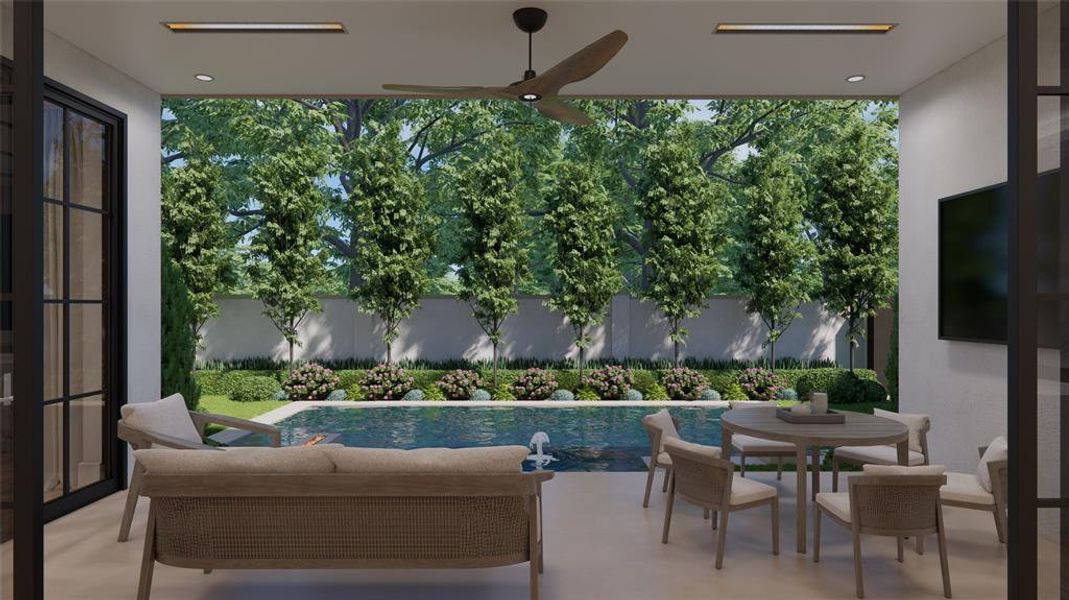 Outdoor climate controlled Loggia with retractable screens