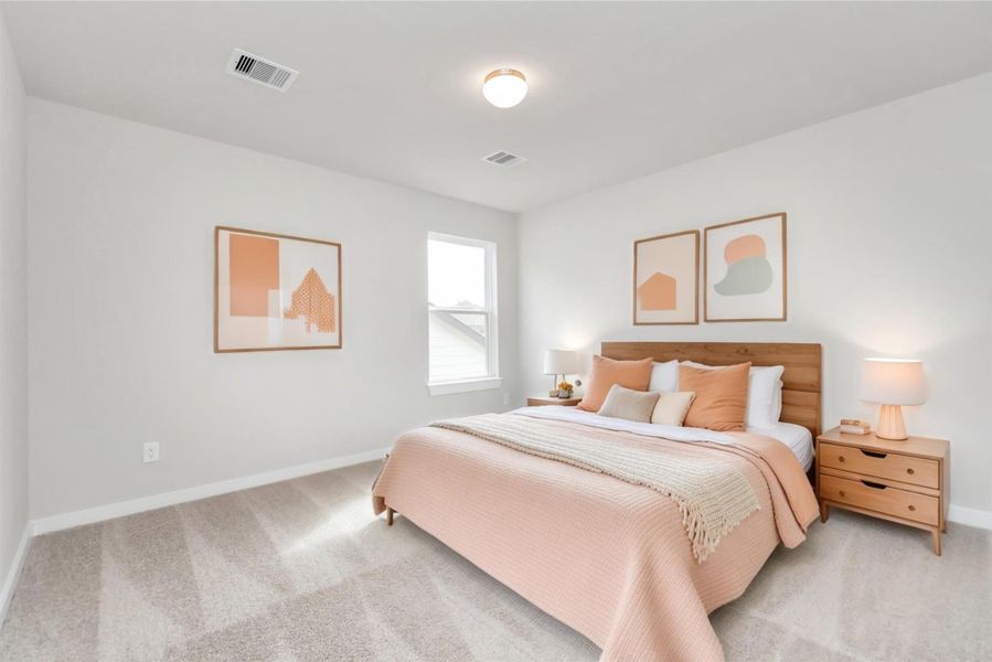 Virtually Staged - Secondary Bedroom. Sample photo of completed home with similar floor plan. As-built interior colors and selections may vary