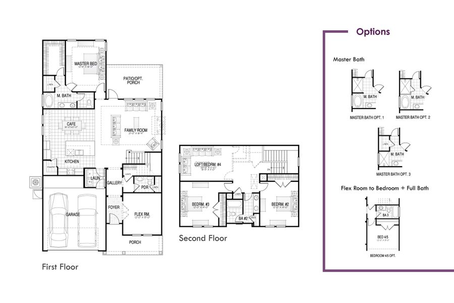 2D floor plan layout for the Harris by Hunter Quinn Homes in Autumn Mill, Seneca, SC (Image 5).