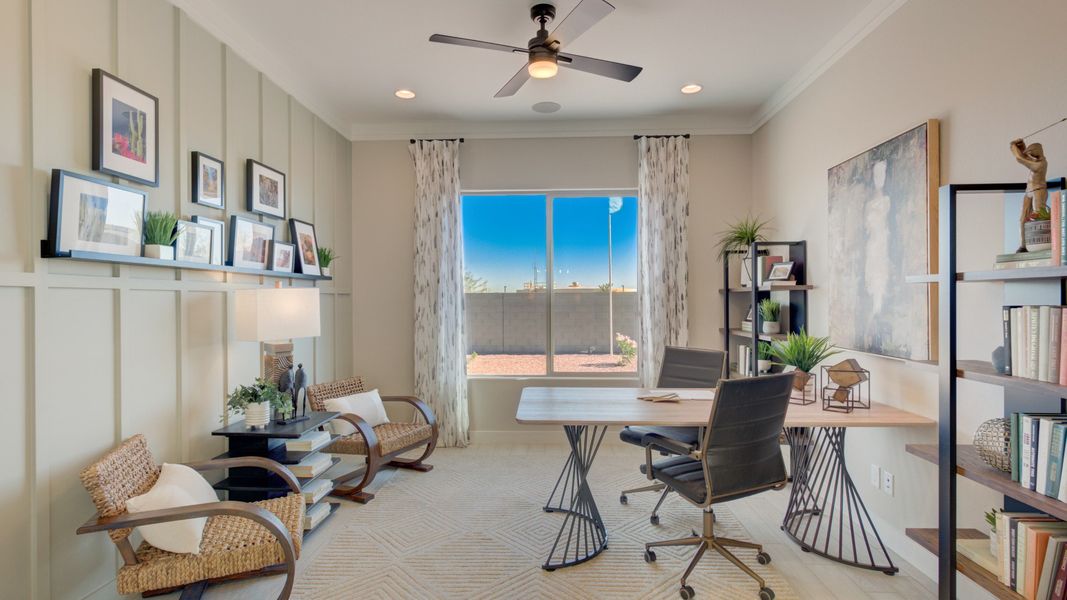 Representative furnished interior of a home built from the Almeria by DRB Homes in Arroyo Seco - Palazzo, Buckeye (Image 8). Representative furnished interior of a home built from the Almeria by DRB Homes in Arroyo Seco - Palazzo, Buckeye (Image 8).