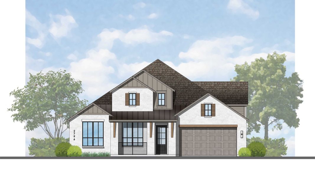 Representative rendering of the exterior for the Birchwood Plan by Highland Homes (Image 35). Representative rendering of the exterior for the Birchwood Plan by Highland Homes (Image 35).